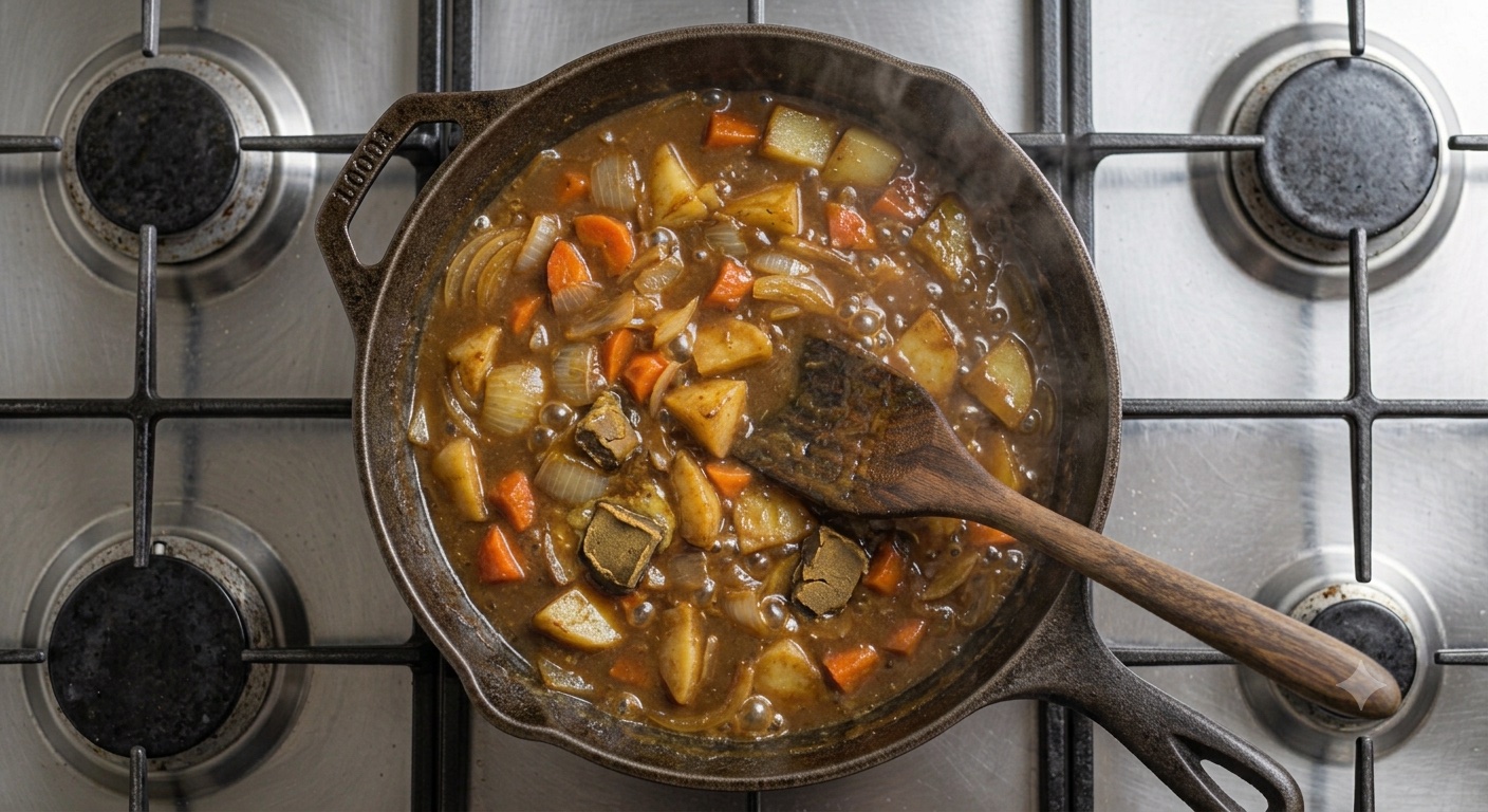 カレールウを溶かす